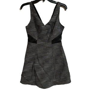 BCBGeneration Tweed Mini Dress Blue Black 4 Womens 4 Faux Leather Business Party